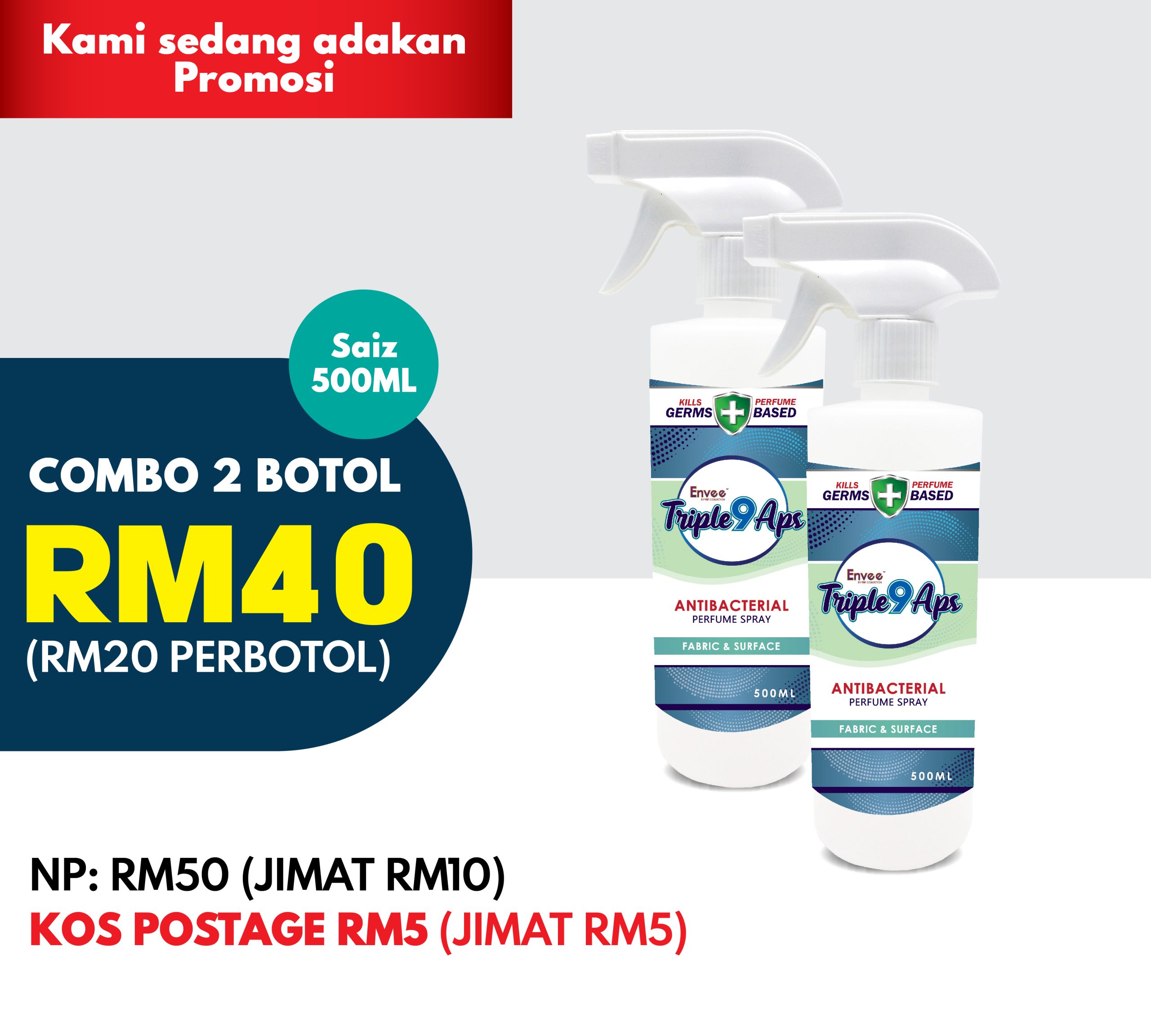 Combo 2 Botol Triple9 Aps Antibacterial Parfume 500ml